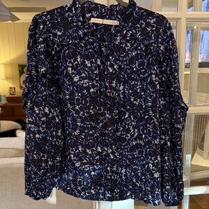 Marie Oliver Navy and White Blouse